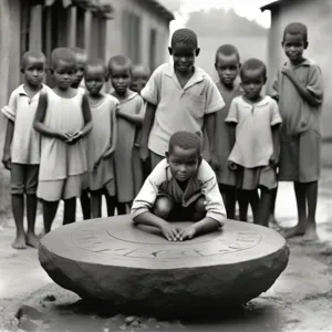 des enfants devant un table ronde ayant le sigle UNICEF